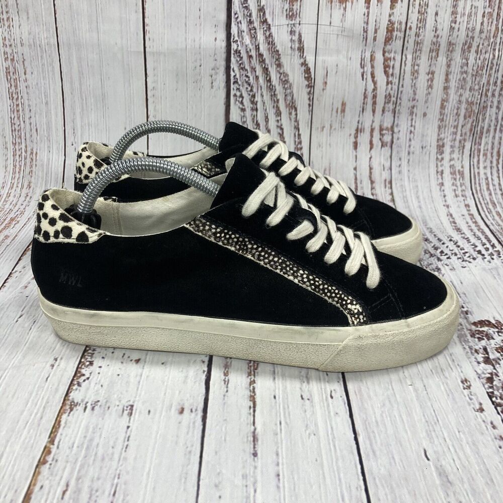 Madewell Sidewalk Low Top Black Suede & Spot Calf Hair Sneakers Women’s Size 6.5